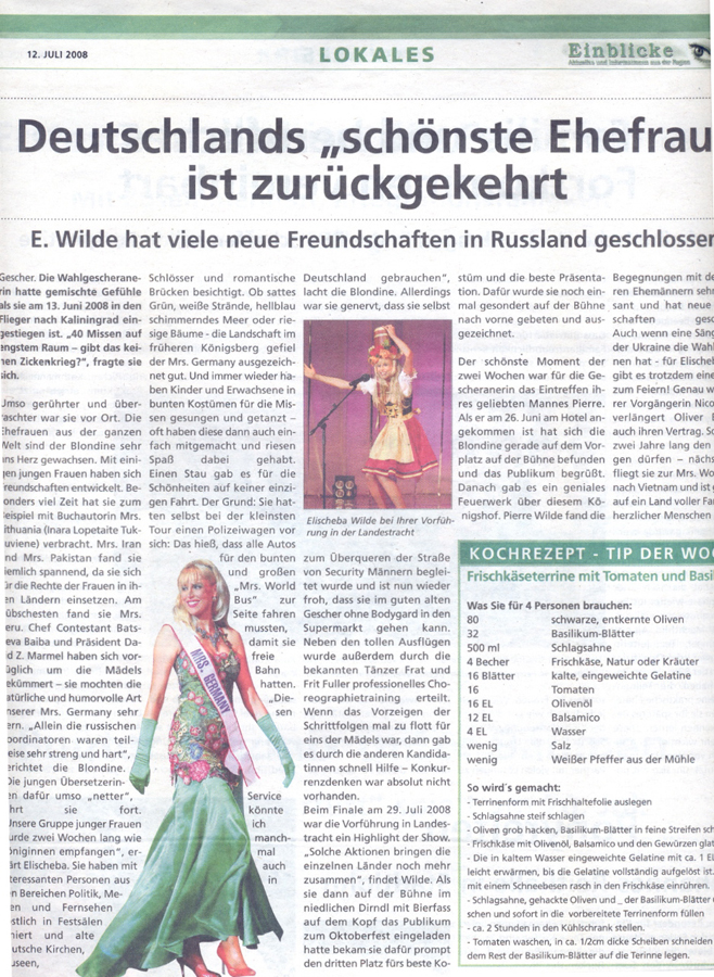 Deutschlands „schönste Ehefrau“ ist zurückgekehrt – <div>Rückblick auf Mrs. World Wahl</div>