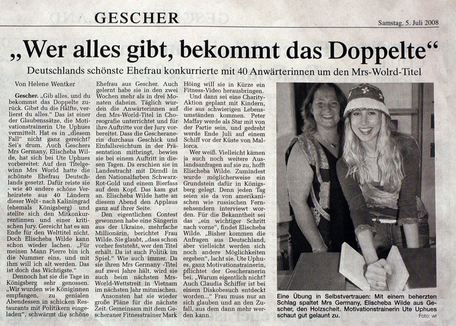 „Wer alles gibt, bekommt das Doppelte“ – <div>Rückblick auf Mrs. World Wahl</div>