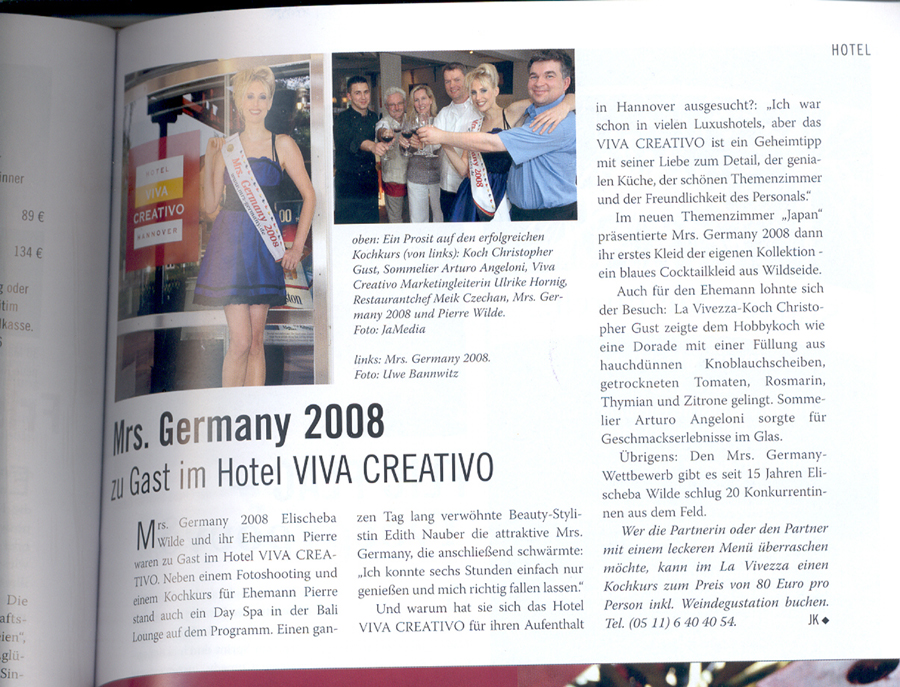 Mrs. Germany 2008 zu Gast im Hotel VIVA CREATIVO