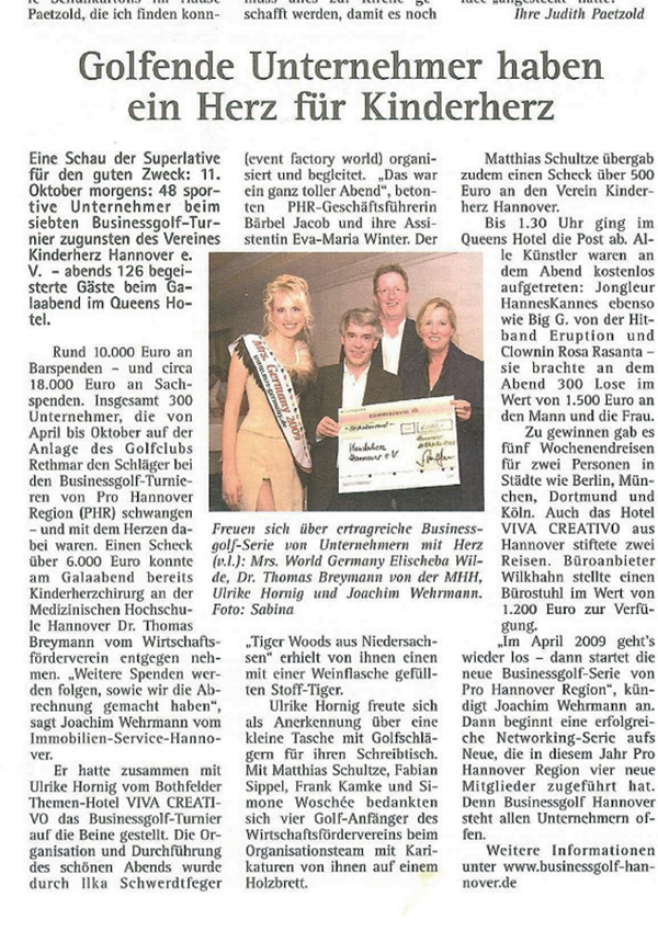 Reportage Business-Golf Kinderherz Hannover 11/08