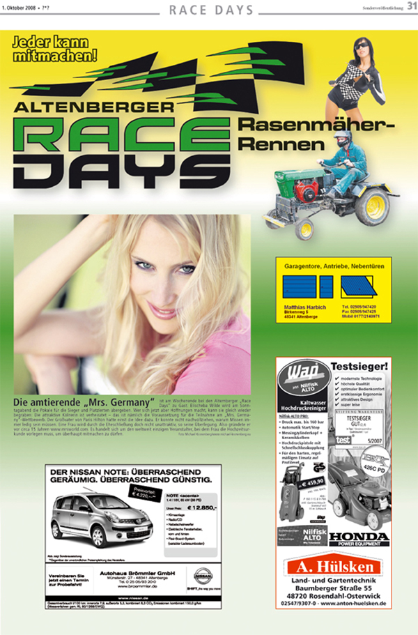 Kreis Kurier Münster 1. Oktober 2008 RACE DAYS