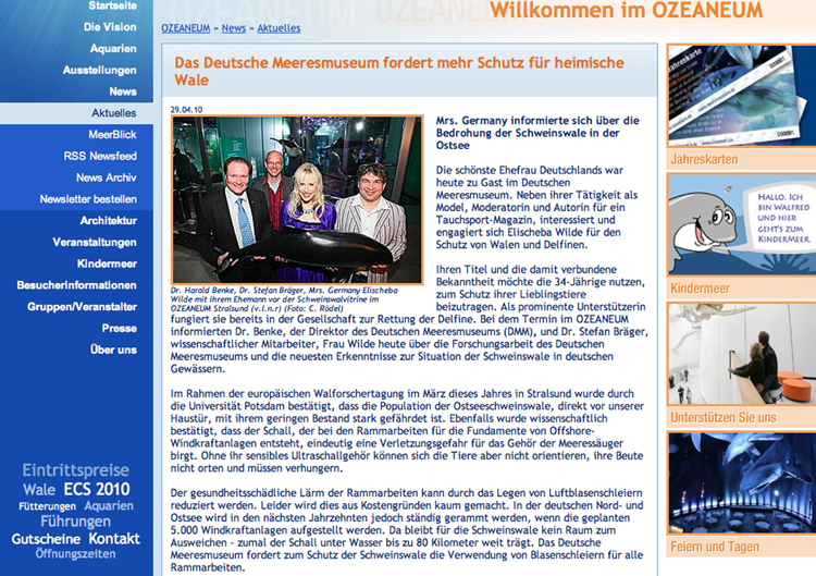 Offizielle Website Meeresmuseum Stralsund 29.4.2010