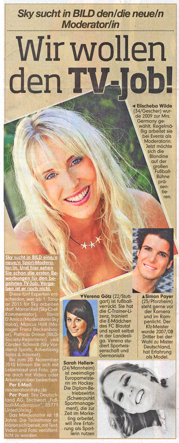 Sky sucht mit der Bildzeitung die neue Moderatorin