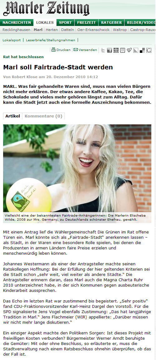Marl soll Fairtrade-Stadt werden