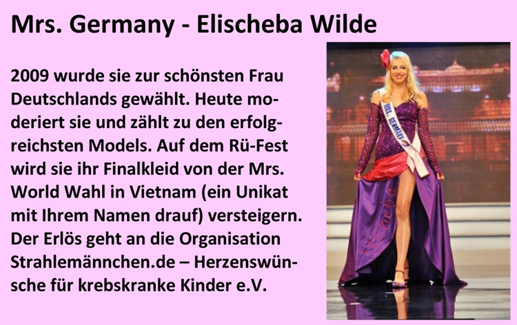 Rü-Fest 2011 – Mrs. Germany 2009 versteigert ihr Finalkleid für Strahlemännchen.de