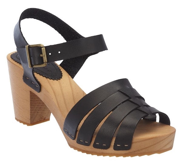 Pepe Jeans Sandalette aus schwarzem Leder mit Holzsohle
