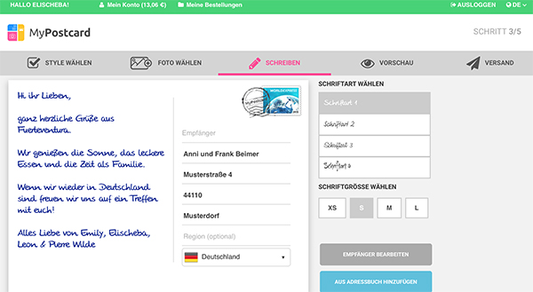 Postkarte mit eigenem Foto verschicken