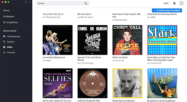 Screenshot der Deezer Website