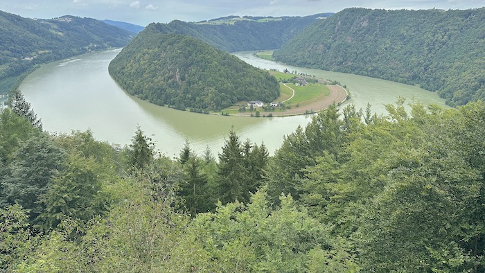 Ausblick auf die Donauschlinge von oben