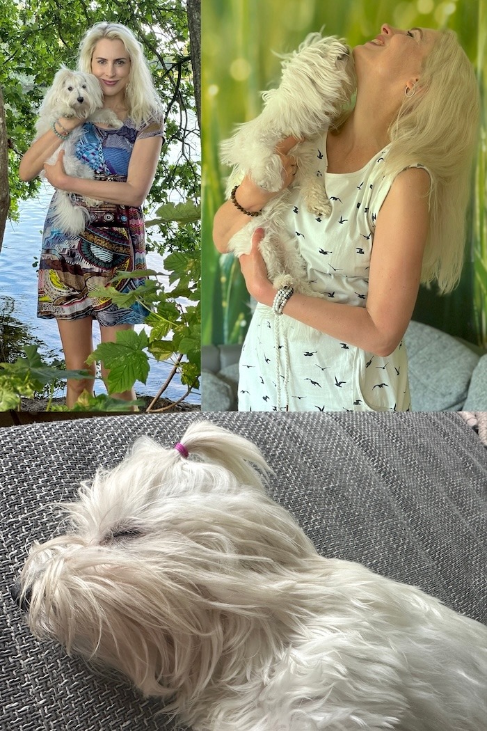 Elischeba Wilde mit Baumwollhündchen Billy Jean - Collage