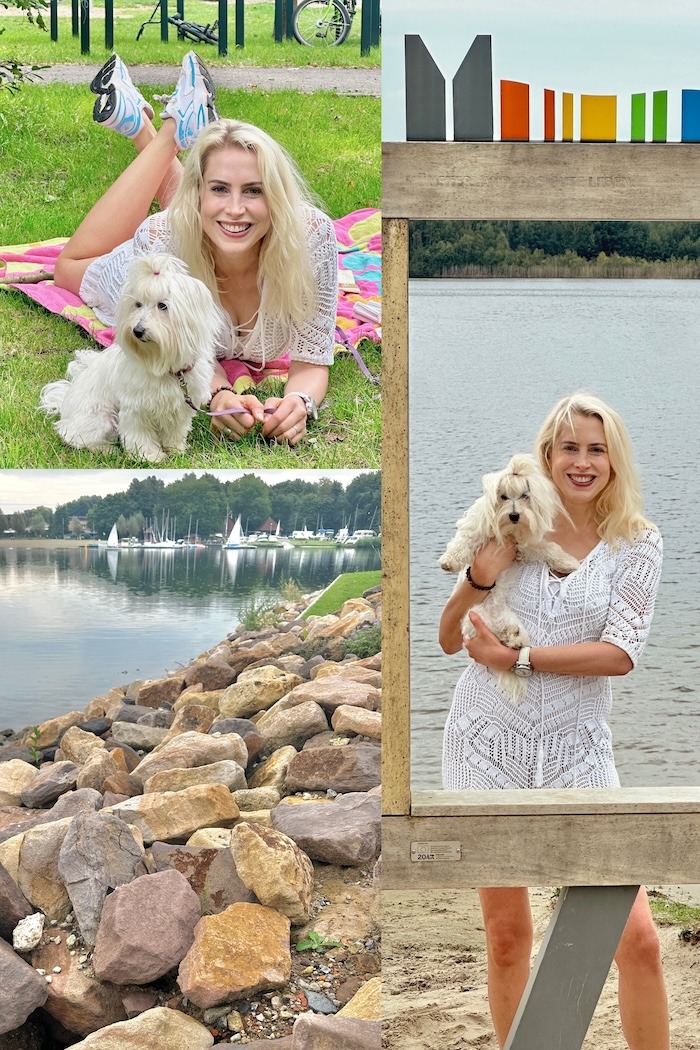 Dreiländersee Gronau - Elischeba mit Hund - Collage