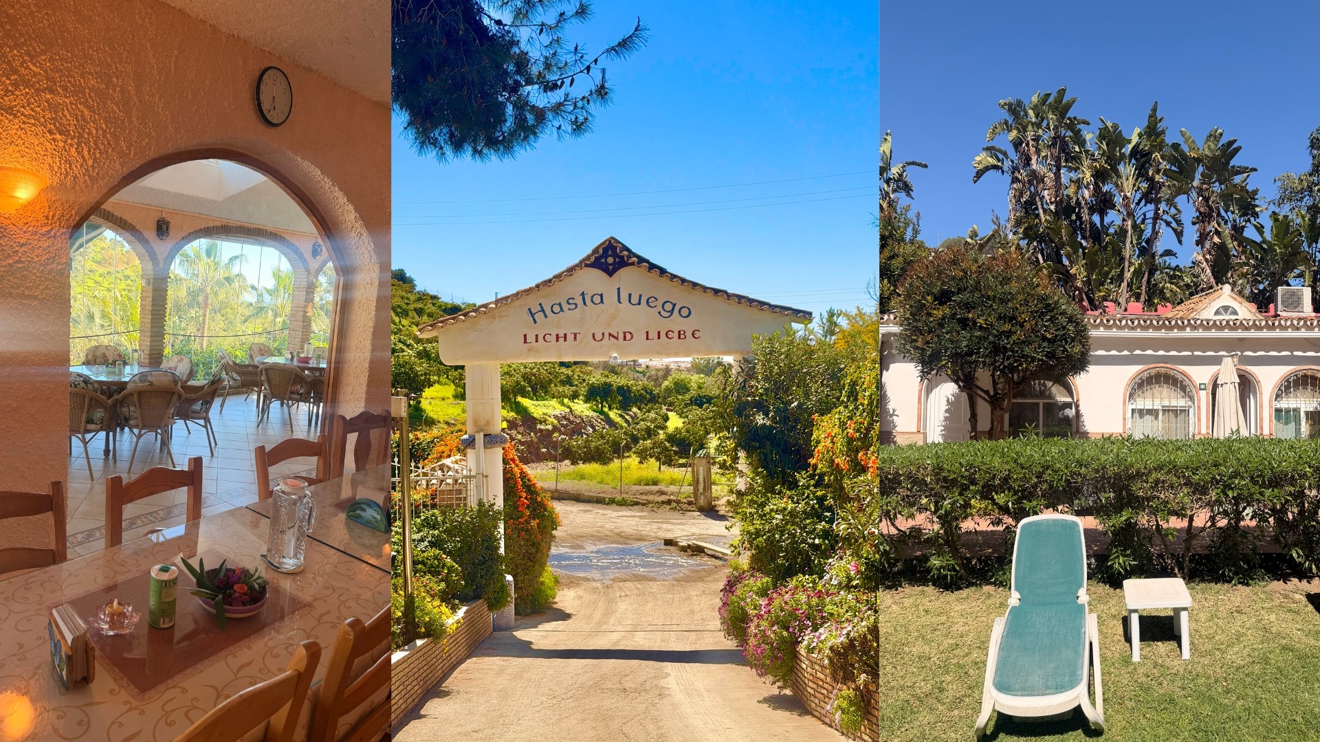 Das Tor zur Casa el Morisco von der Rückseite fotografiert, mit der Aufschrift Licht und Liebe.