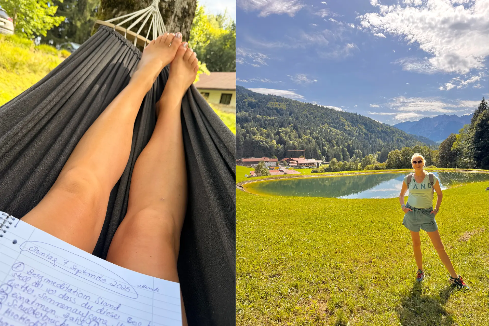 Aschau in Bayern in der Hängematte und am See